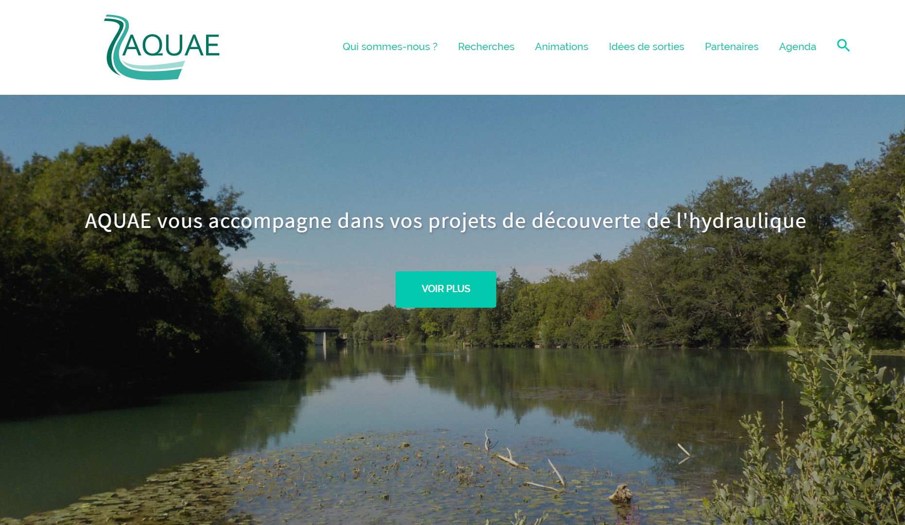 image de la page d'accueil du site de l'association AQUAE