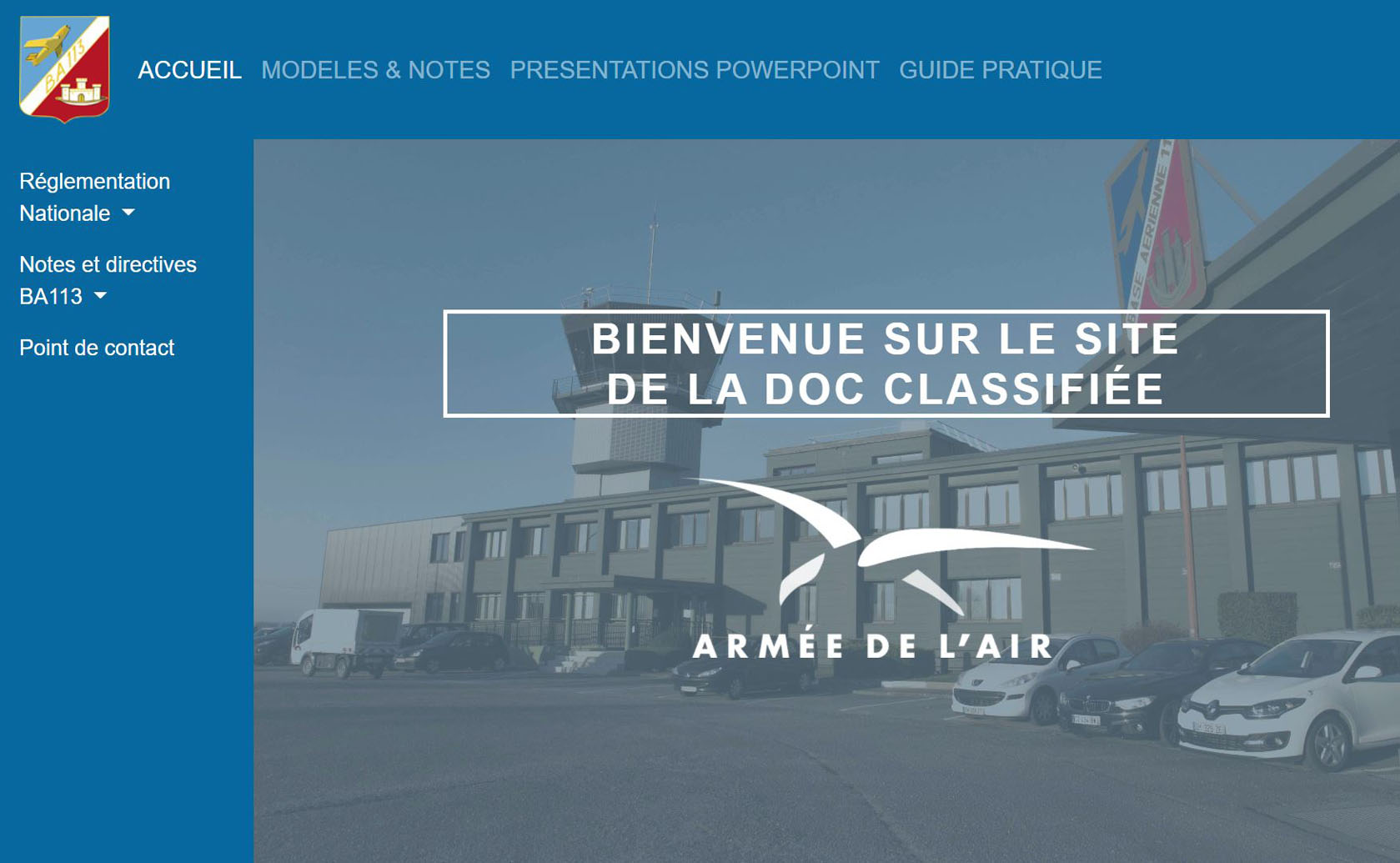 image de la page d'accueil du site de la doc classifiée