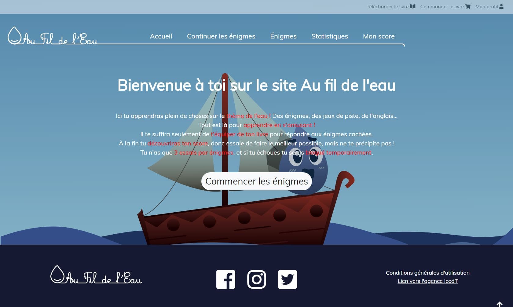 image de la page d'accueil du site de notre jeu Au Fil de L'eau